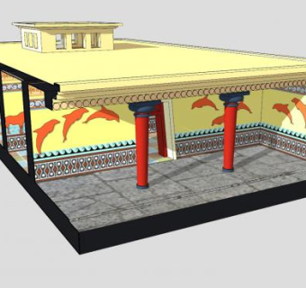 藏式大殿顶梁柱子SU模型下载_sketchup草图大师SKP模型