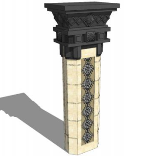 广场景观文化柱子SU模型下载_sketchup草图大师SKP模型