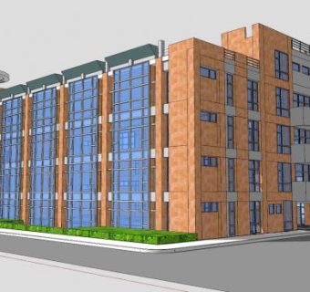 办公楼房建筑大楼SU模型下载_sketchup草图大师SKP模型