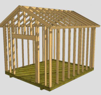 公园防腐木屋架子SU模型下载_sketchup草图大师SKP模型