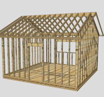 公园精致防腐木屋架子SU模型下载_sketchup草图大师SKP模型