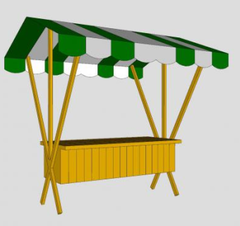 市场摆台带挡棚SU模型下载_sketchup草图大师SKP模型