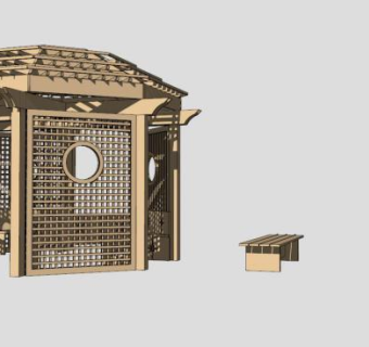 精致木凉亭SU模型下载_sketchup草图大师SKP模型