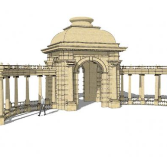欧式廊架古典风格SU模型下载_sketchup草图大师SKP模型
