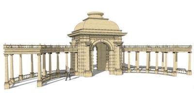 欧式廊架古典风格SU模型下载_sketchup草图大师SKP模型