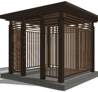 现代亭子木亭SU模型下载_sketchup草图大师SKP模型