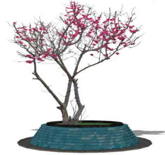 中式水景小品树池SU模型下载_sketchup草图大师SKP模型