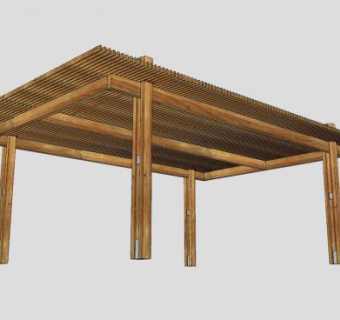 木制廊架挡棚SU模型下载_sketchup草图大师SKP模型