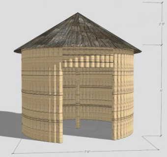 乡村粮草屋茅草房竹屋SU模型下载_sketchup草图大师SKP模型