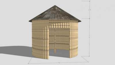 乡村粮草屋茅草房竹屋SU模型下载_sketchup草图大师SKP模型