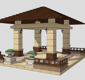 欧式精致亭SU模型下载_sketchup草图大师SKP模型