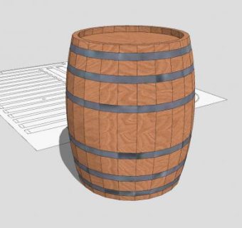 酒桶木桶装饰品SU模型下载_sketchup草图大师SKP模型