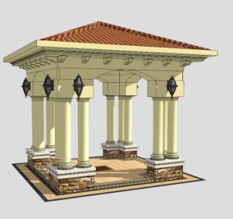 欧式景观亭SU模型下载_sketchup草图大师SKP模型