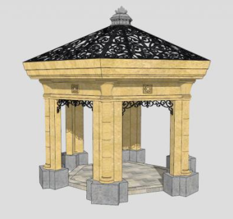 欧式景亭六角亭SU模型下载_sketchup草图大师SKP模型