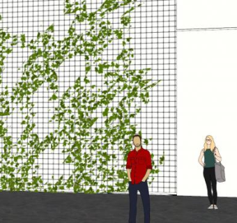 网格与垂直花园和蔓藤植物SU模型下载_sketchup草图大师SKP模型