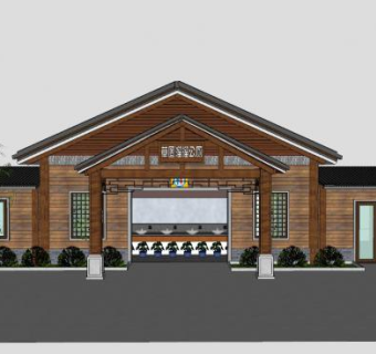 原生态木质公厕厕所洗手间SU模型下载_sketchup草图大师SKP模型