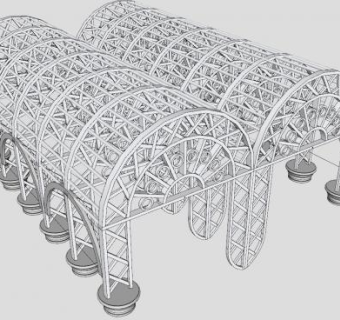 欧式铁艺花架廊架SU模型下载_sketchup草图大师SKP模型