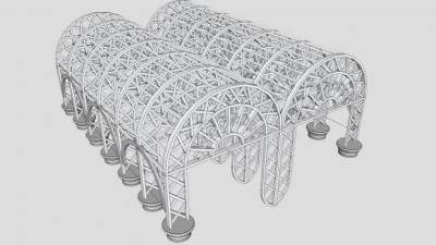 欧式铁艺花架廊架SU模型下载_sketchup草图大师SKP模型