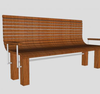 木制户外长椅凳子SU模型下载_sketchup草图大师SKP模型
