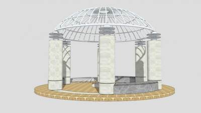 欧式圆顶铁艺景观亭SU模型下载_sketchup草图大师SKP模型