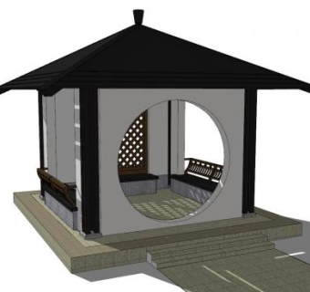 江南气息的亭子SU模型下载_sketchup草图大师SKP模型