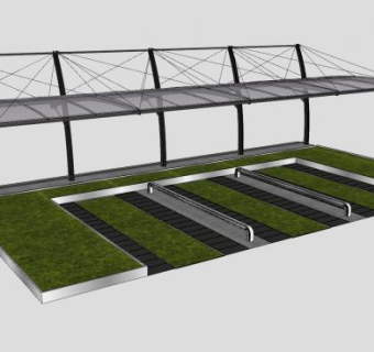 露天户外停车棚停车场SU模型下载_sketchup草图大师SKP模型