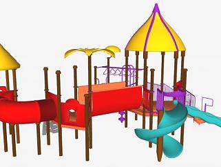 儿童游乐滑梯设备SKP模型下载_sketchup草图大师SKP模型