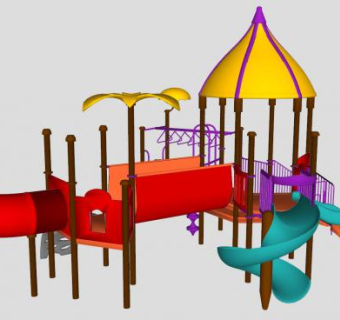儿童游乐滑梯设备SKP模型下载_sketchup草图大师SKP模型