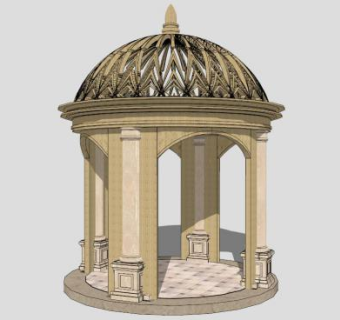欧式圆顶景亭SU模型下载_sketchup草图大师SKP模型