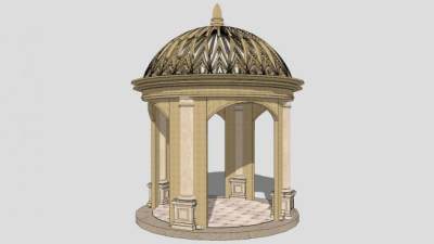 欧式圆顶景亭SU模型下载_sketchup草图大师SKP模型