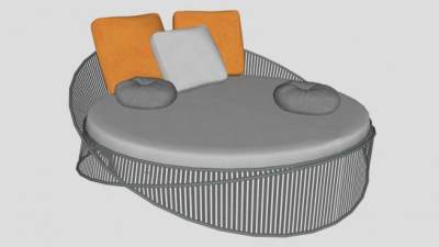 双人床大圆床家具SU模型下载_sketchup草图大师SKP模型