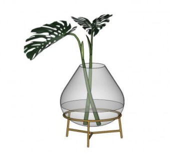 玻璃花瓶装饰品SU模型下载_sketchup草图大师SKP模型