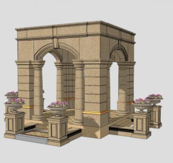 现代欧式精致景亭SU模型下载_sketchup草图大师SKP模型