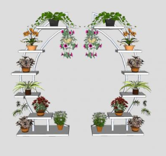 爱心形状的植物花架SU模型下载_sketchup草图大师SKP模型