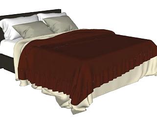 欧式现代床铺双人床家具SU模型下载_sketchup草图大师SKP模型