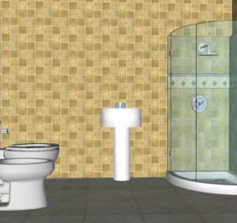 浴室间玻璃隔断淋浴SU模型下载_sketchup草图大师SKP模型