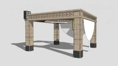 现代四角亭SU模型下载_sketchup草图大师SKP模型