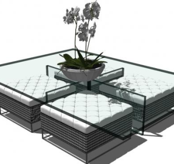 欧式玻璃茶几SU模型下载_sketchup草图大师SKP模型