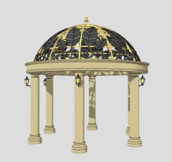 欧式铁艺圆顶亭SU模型下载_sketchup草图大师SKP模型