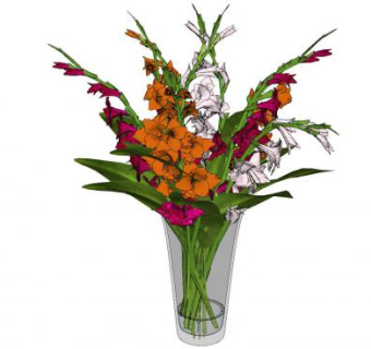 玻璃花瓶鲜花插花装饰SU模型下载_sketchup草图大师SKP模型