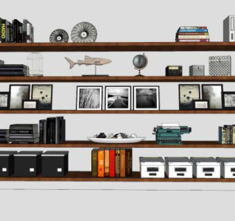 书架摆件书本盒子SU模型下载_sketchup草图大师SKP模型