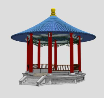 新中式景观圆亭SU模型下载_sketchup草图大师SKP模型