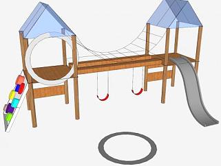儿童爬攀木质游乐设施SU模型下载_sketchup草图大师SKP模型