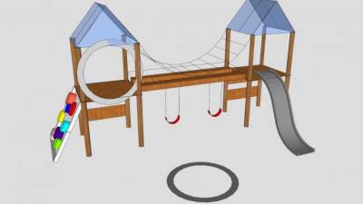 儿童爬攀木质游乐设施SU模型下载_sketchup草图大师SKP模型