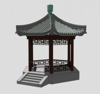 景区中式凉亭SU模型下载_sketchup草图大师SKP模型