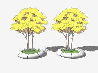 圆形<em>树池景观</em>树SU模型下载_sketchup草图大师SKP模型