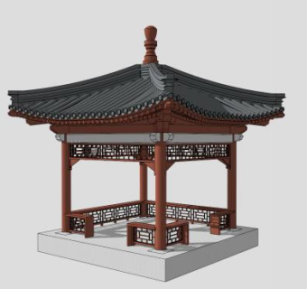 中式景观亭凉亭SU模型下载_sketchup草图大师SKP模型