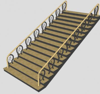 铁艺楼梯扶手SU模型下载_sketchup草图大师SKP模型