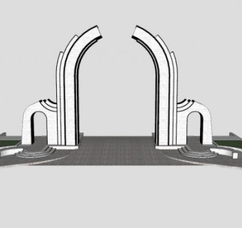 现代景观入口大门SU模型下载_sketchup草图大师SKP模型