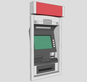 墙内ATM取款机SU模型下载_sketchup草图大师SKP模型